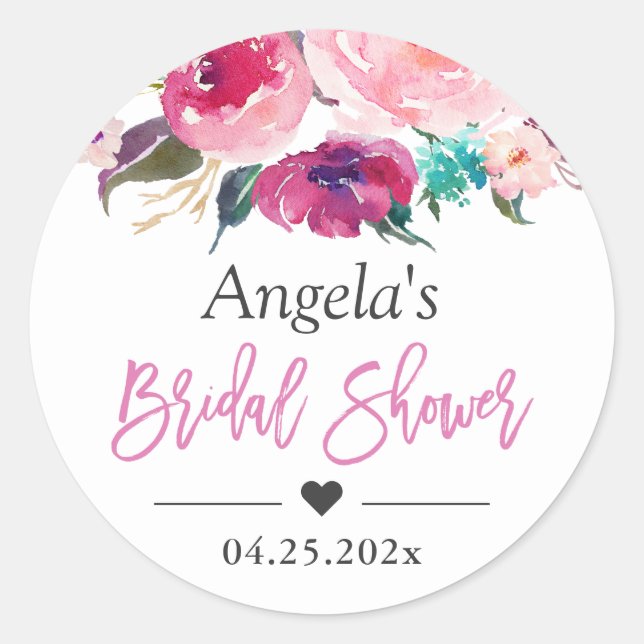 Adesivo Chá de panela Favor Moderno de Aquarela Floral (Frente)