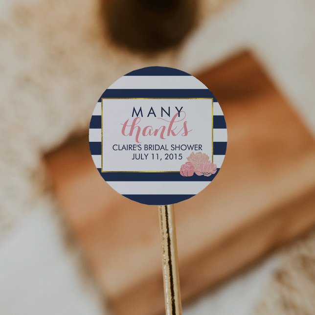 Adesivo Chá de panela Favor Stickers Midnight Blush Peony (Criador carregado)