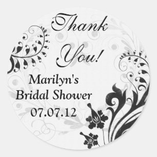 Adesivo Chá de panela Floral Black White Vintage Obrigado