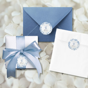 Adesivo Chá de panela Floral Elegante Branco e Azul