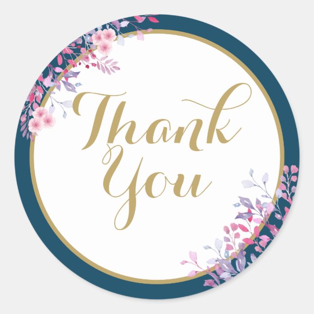 Adesivo Chá de panela Floral Rosa Meadow Obrigado (Frente)