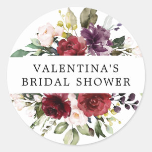 Adesivo Chá de panela Floral Vermelho Borgonha Envelope Se