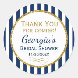 Adesivo Chá de panela marinho Azul Dourado Obrigado Etique