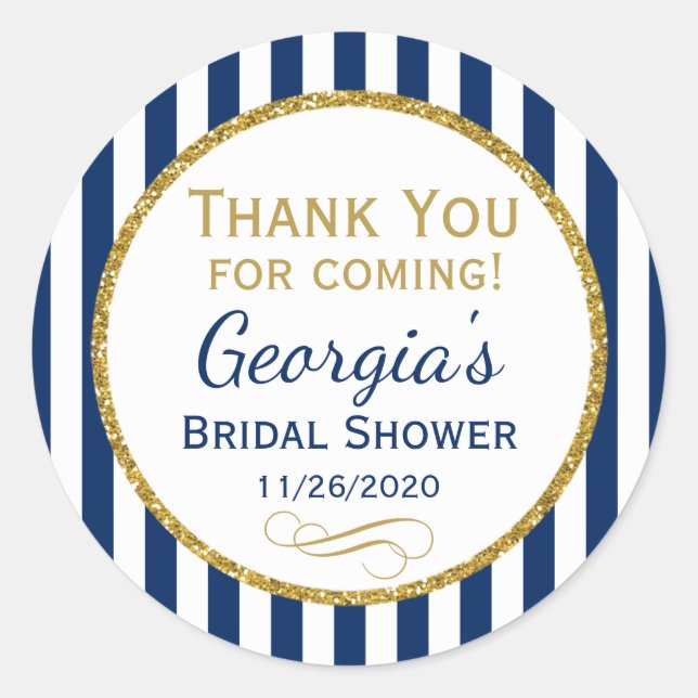 Adesivo Chá de panela marinho Azul Dourado Obrigado Etique (Frente)