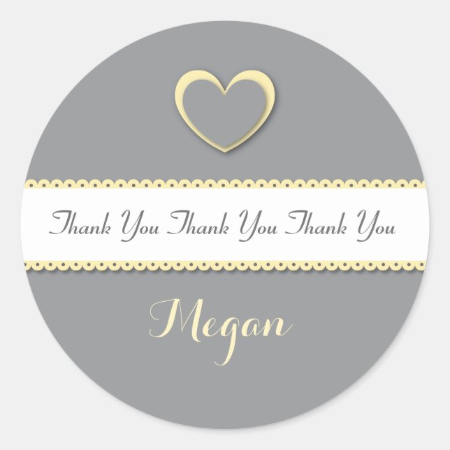 Adesivo Chá de panela Obrigado AMARELO e CINZA V014 (Frente)