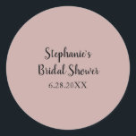 Adesivo Chá de panela Personalizada De Casamento De Rosa D<br><div class="desc">Projetado com rosa sólido poeirento e modelo personalizado para chá de panela,  este é excelente para casamentos,  chás de panela etc. que você pode personalizar para outros eventos como chá de fraldas,  aniversários,  solteira e muito mais!</div>