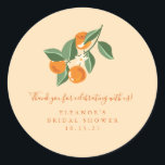 Adesivo Chá de panela Personalizado Boho de Laranjas da Su<br><div class="desc">Summer Vintage Orangas Boho Nature Chá de panela Obrigado Clássico Redondo</div>