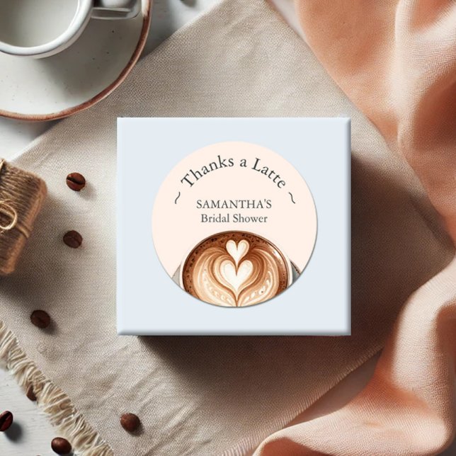 Adesivo Chá de panela Stickers Obrigado a Latte Heart (Coffee theme bridal shower favor stickers read thanks a latte your personalized. by Do Tell A Belle)
