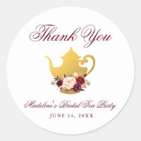 Chá de panela Tea Party Burgundy Floral Obrigado