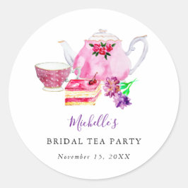 Adesivo Chá de panela Tea Party Purple Teapot Watercolor