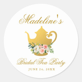Adesivo Chá de panela Tea Party Rosa Floral Dourado Pequen