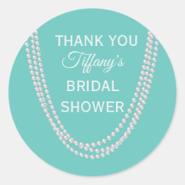 Adesivo Chá de panela Turquesa e Pérolas Muito Obrigado