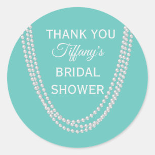 Adesivo Chá de panela Turquesa e Pérolas Muito Obrigado