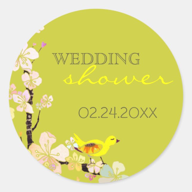 Adesivo Chá de panela Verde primavera Bird (Frente)