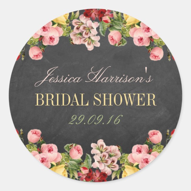 Adesivo Chá de panela Vintage Floral Chalkboard (Frente)