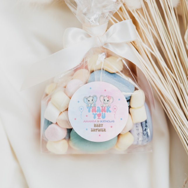 Adesivo Chá dos gêmeos elefantes Obrigado (Criador carregado)