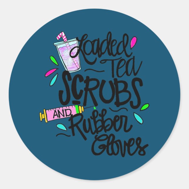 Adesivo Chá esfregado Engraçado luvas de borracha Tie Dye (Frente)