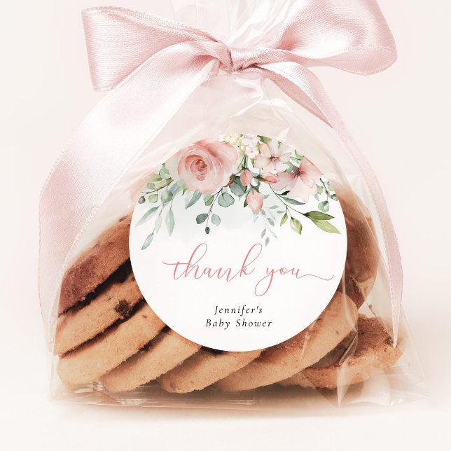 Adesivo Chá floral cor-de-rosa, eucalipto, menina obrigado (Criador carregado)