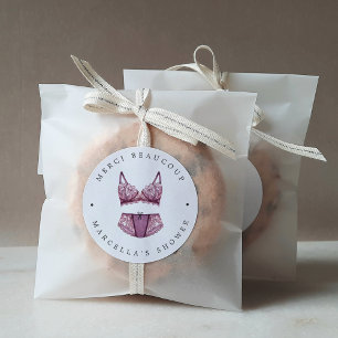 Adesivo Chá Francês Lingerie Obrigado Clássico Round St