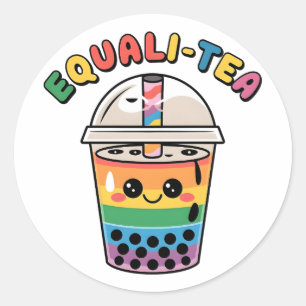 Adesivo Chá Igualitário Engraçado LGBTQ Bubble Tea Mês do