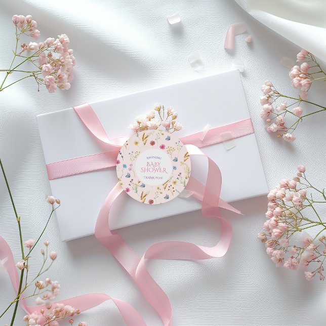 Adesivo Chá Mínimo Rosa de Flor Selvagem Obrigado (Criador carregado)