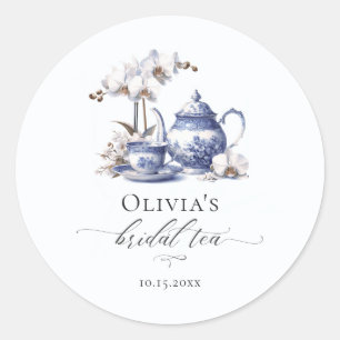 Adesivo Chá Orquídea Branca Hampton Blue Toile Chá de Noiv