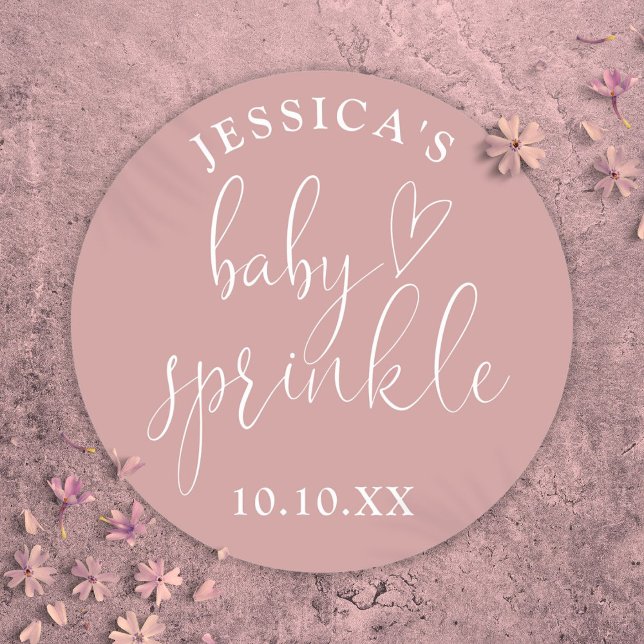 Adesivo Chá Pink Rosa Dusty Sprinkle Favor do  (Dusty Rose Pink Baby Sprinkle Shower Favor Classic Round Sticker)