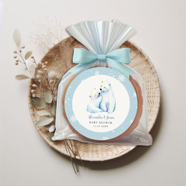 Adesivo Chá Polar Bear Cub (winter boy baby shower bearly wait polar bear mama cub watercolor cute adorable love sticker)