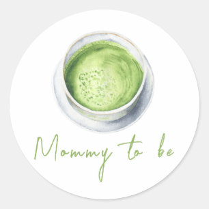 Adesivo Chá Revelação de Bebê em Watercolor Matcha Latte -