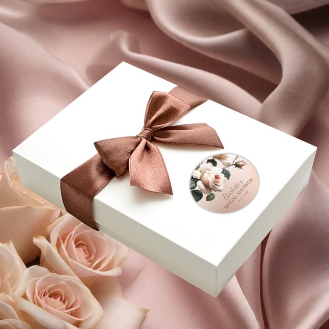 Adesivo Chá Rosa Encontro de Noivado  (Bridal Shower Classic Round Sticker)