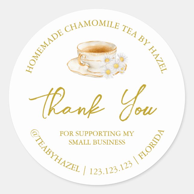 Adesivo Chá Simples de Camomile Homemade Obrigado Rótulo (Frente)