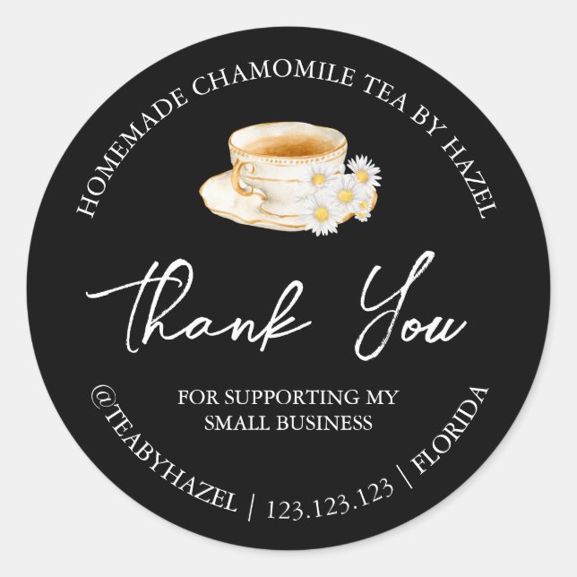Adesivo Chá Simples de Camomile Homemade Obrigado Rótulo (Frente)