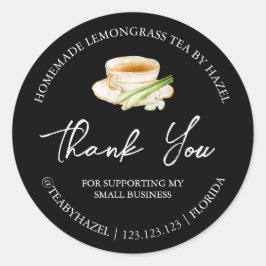 Adesivo Chá Simples De Lã-Limão. Obrigado Rótulo