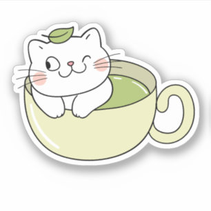 Adesivo Chá verde de Matcha, gato matcha