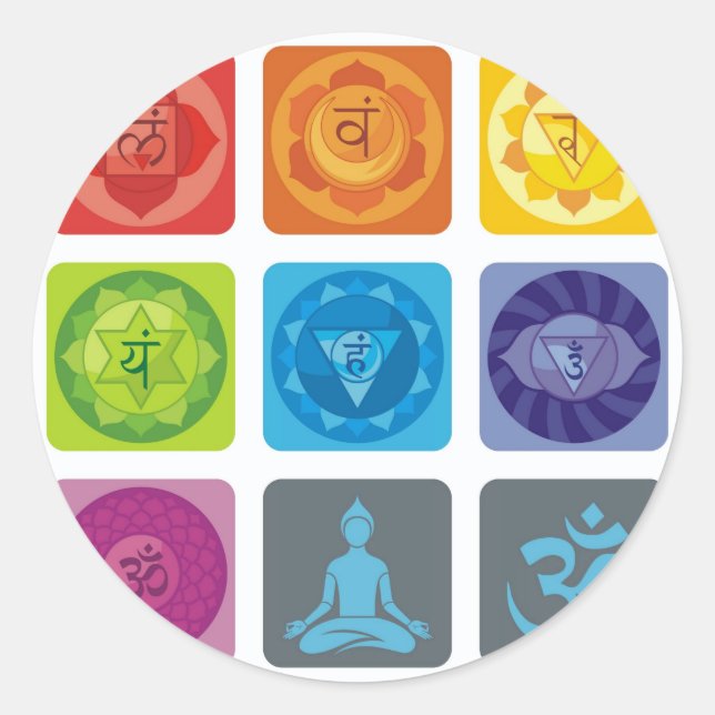 Adesivo chakra,ohm,aura,zen,chakras,yoga,yogi,curandeiro (Frente)