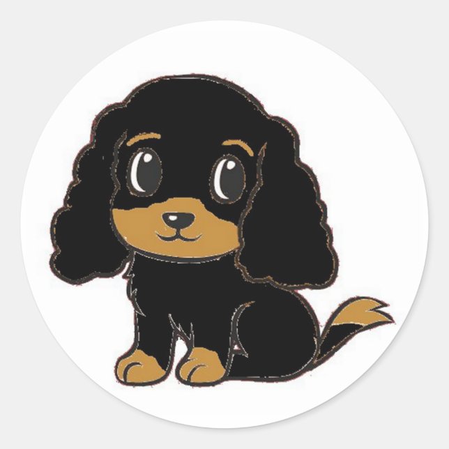 Adesivo chalé inglês spaniel black and tan cartoon (Frente)