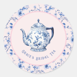 Adesivo Chaleira de Chinoiserie Rosa e Azul | Bridal Tea