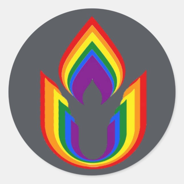 Adesivo Chalice flamejante da universalidade Unitária LGBT (Frente)