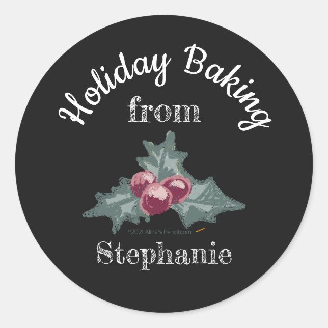 Adesivo Chalk Art Holly Christmas Baking Homemade Goodies (Frente)