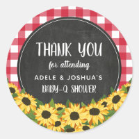 Chalk Gingham Sunflower Baby-Q Chá Obrigado