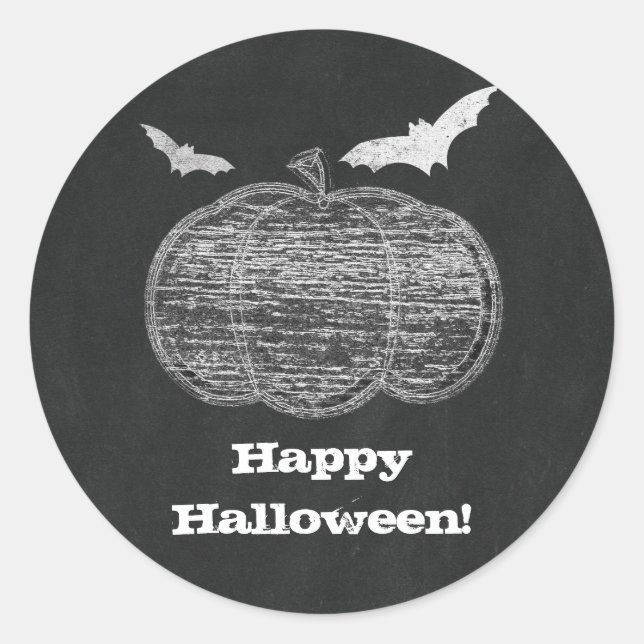 Adesivo Chalk Pumpkin Chalkboard Halloween Party Favor (Frente)
