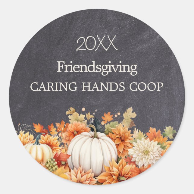 Adesivo Chalkboard Fall Pumpkin Floral Friendsgiving Year (Frente)