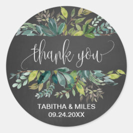 Adesivo Chalkboard Foliage Obrigado Favor De Casamento