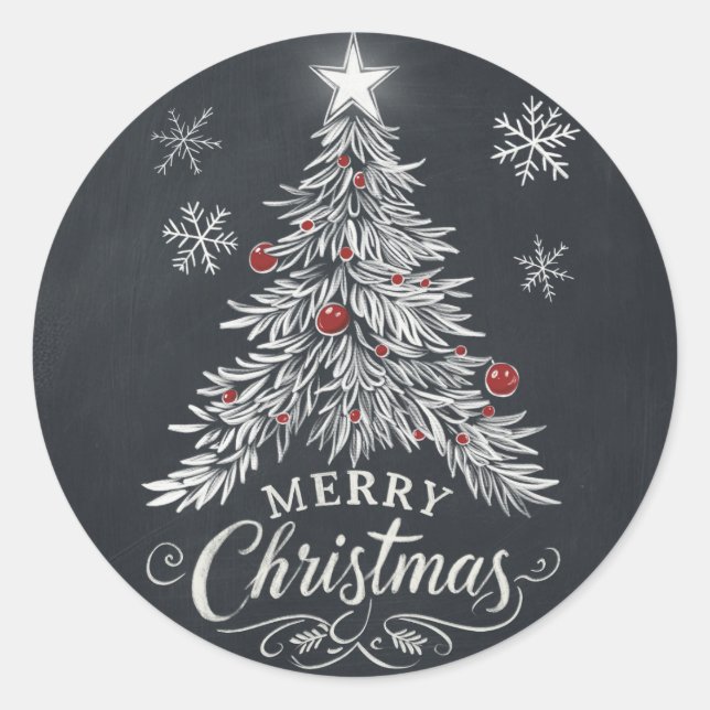 Adesivo Chalkboard Merry Christmas Tree Envelope Seal (Frente)