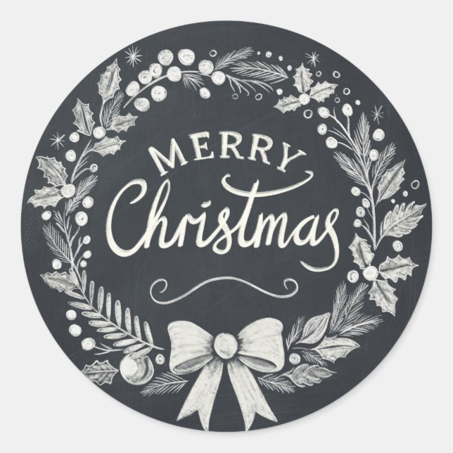 Adesivo Chalkboard Merry Christmas Wreath Stickers (Frente)
