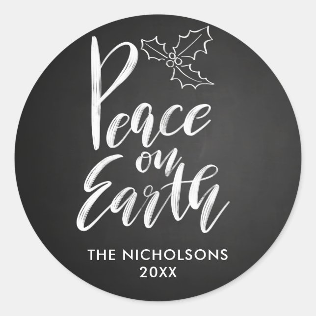Adesivo Chalkboard | Peace On Earth | Typography (Frente)