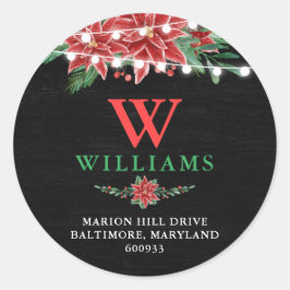 Adesivo Chalkboard Return Address Poinsettia