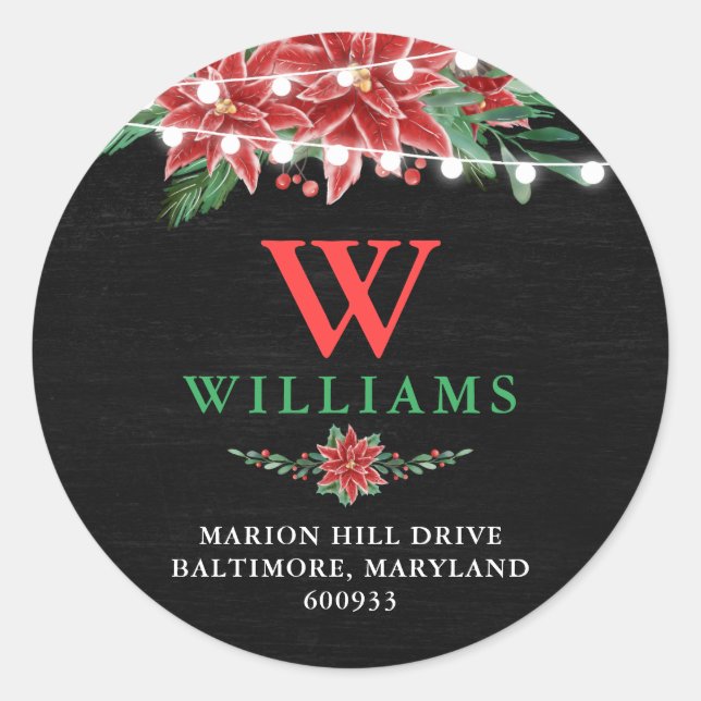 Adesivo Chalkboard Return Address Poinsettia (Frente)