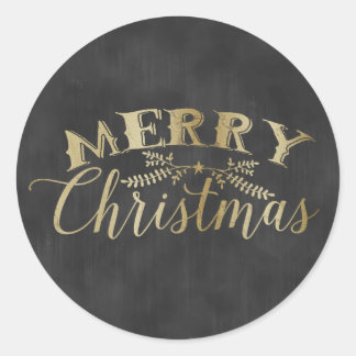Adesivo Chalkboard Sticker Dourado Feliz Natal