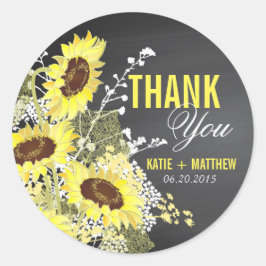 Adesivo Chalkboard Sunflower Russe Obrigado Rótulo